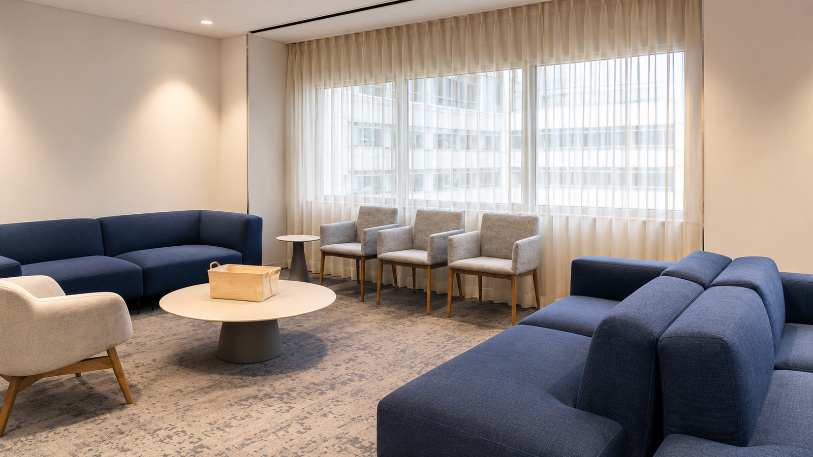 Cortinas Ripplefold velos para clínica Lima — combinación tela liviana La Casa del Estor®