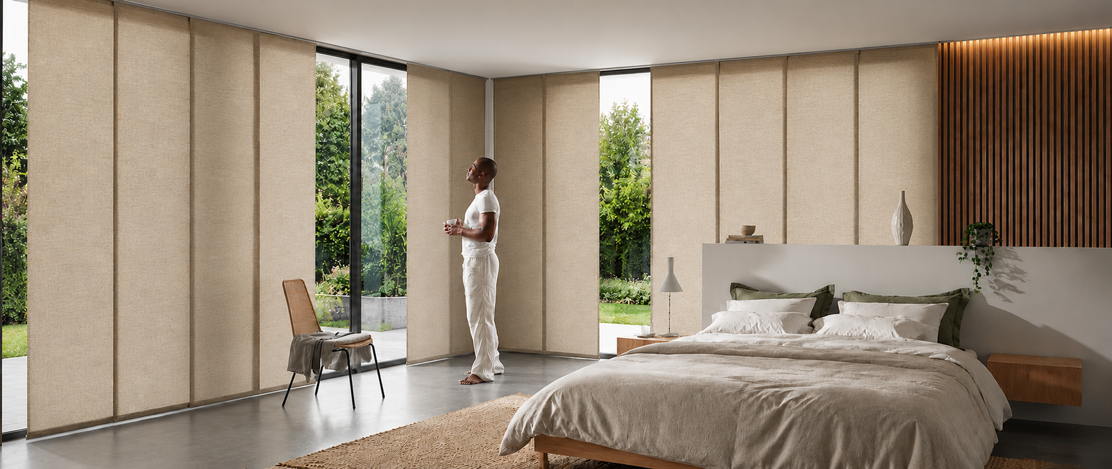 Panel japonés habitación luminosa Lima — control de luz elegante La Casa del Estor®
